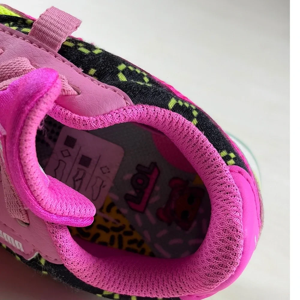 Puma L.O.L.Future Rider Toddler Sneakers Pink Neon Yellow Glitter 7C 385085-01